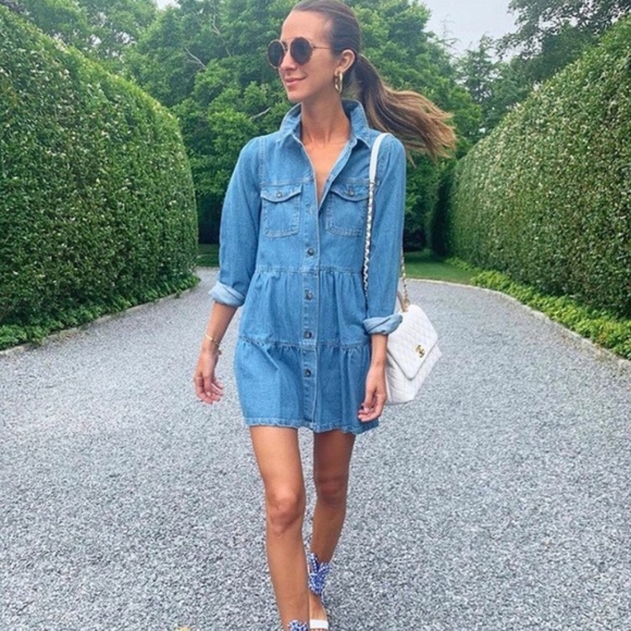 Free People XS Nicole Denim Shirt Dress - Picture 1 of 4